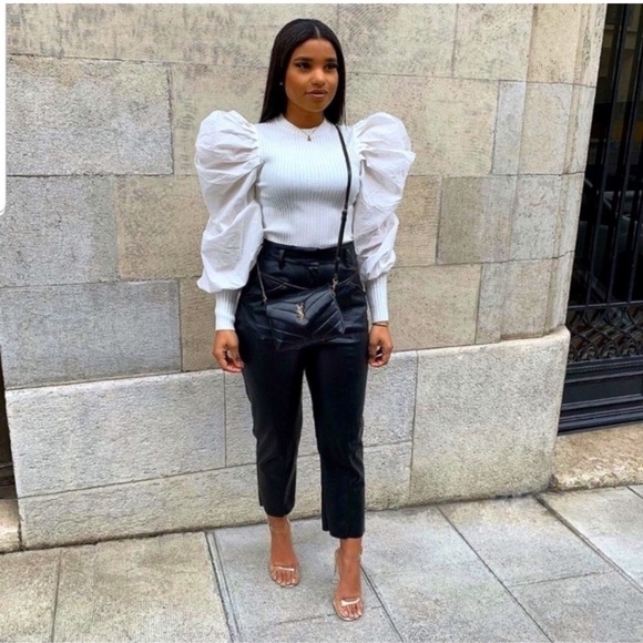 Zara Oversized Ballon Sleeve Combination Knit Top - Picture 4 of 16